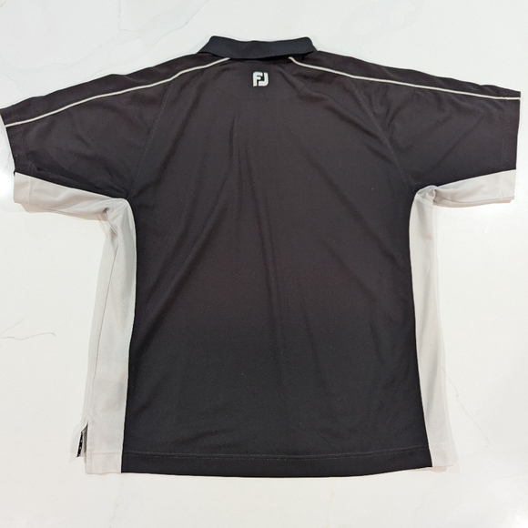 Footjoy Athletic Fit Mens Large L Golf Polo Shirt Black Short Sleeve Performance - Picture 4 of 8